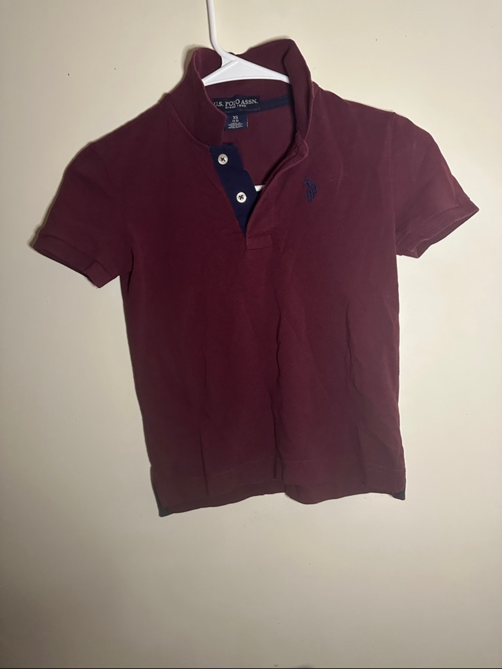 U.S. Polo Assn. Boys Red Velvet Polo with Navy Trim